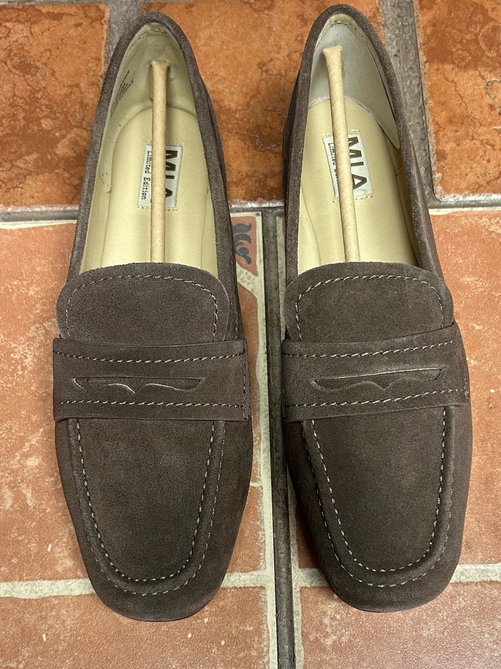 MIA Dark Brown Suede Penny Loafers